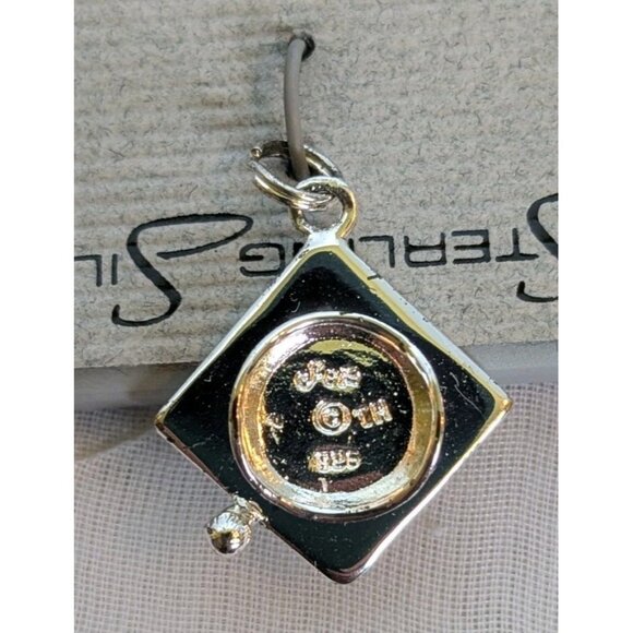 2 Sterling Silver Charms Graduation Cap Diploma Hat Pendant Grad Gift Deadstock - Picture 5 of 11